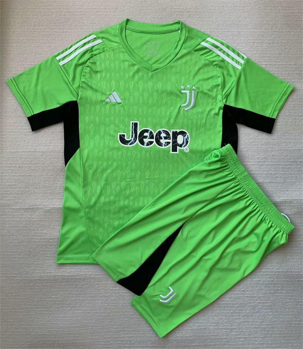 Kids-Juventus 23/24 GK Green Soccer Jersey